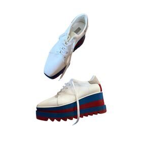 Stella McCartney Elyse Wedge Sneakers red white and blue